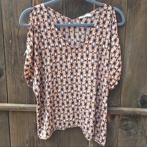 Multi color cold shoulder top